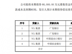 TCL集團擬發(fā)行20億元債券 其中8億元償還債務